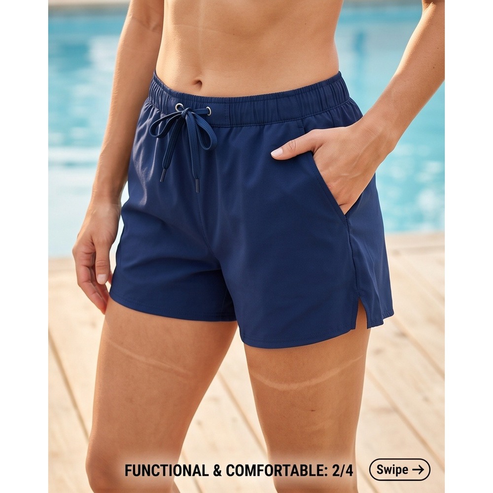 Bal Harbour Swim Womens XXL Navy Blue Board Shorts Swim Bottoms NWT